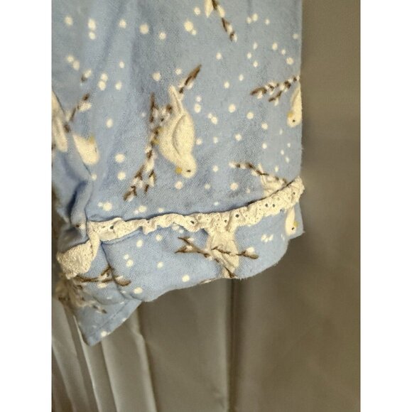 Vintage Lanz of Salzburg Pajama Set Blue Bird Flannel 2 Pc Set Modest Grandma M - Picture 6 of 9